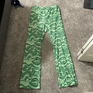 Flared green patterned pants